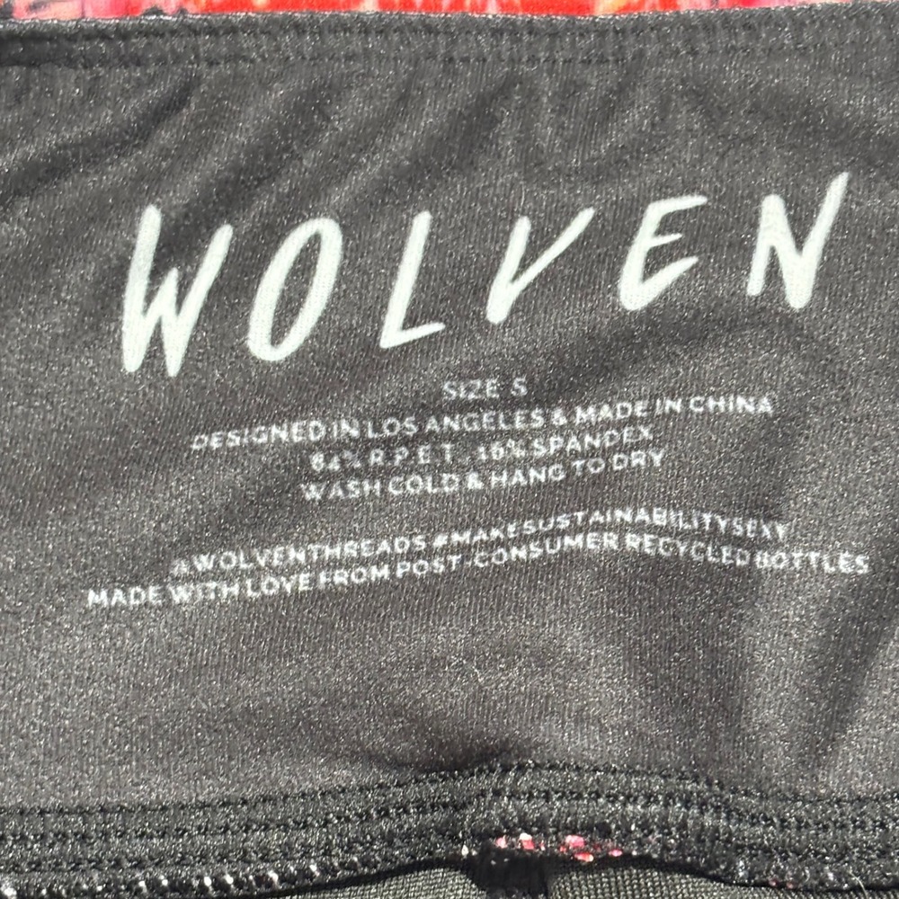 Wolven Bike Shorts Kids Small Red Mandala Print Sustainable High Waisted Active - Picture 4 of 7